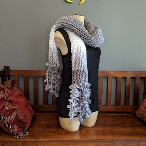 Handmade Chunky Knit Grey Ombre Scarf